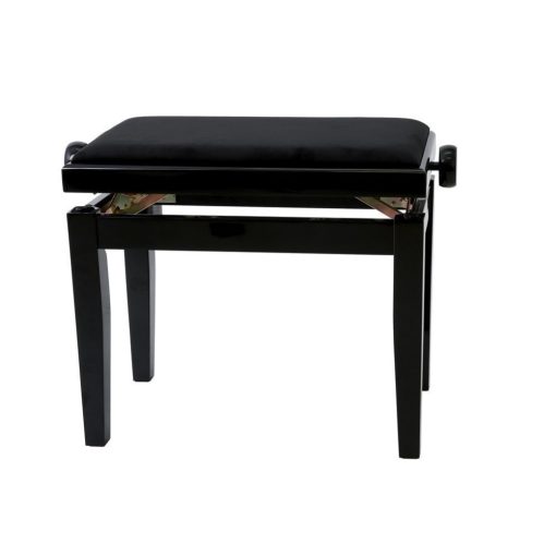 GEWA zongora padok Deluxe fekete magasfényű, fekete ülőrész