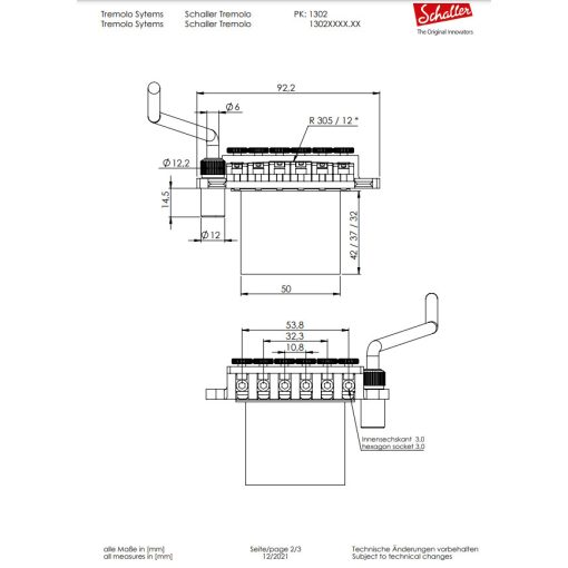 Schaller Tremolo Floyd Rose satus tremoló króm R3 nyereg