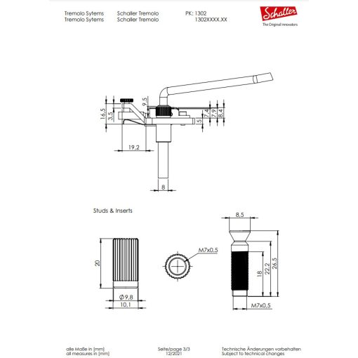 Schaller Tremolo Floyd Rose satus tremoló króm R3 nyereg