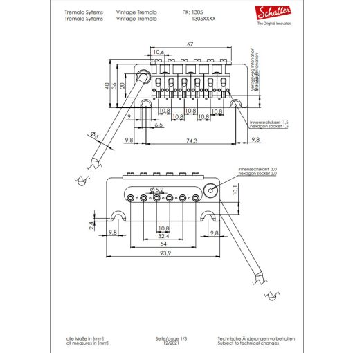 Schaller Tremolo Vintage stilusú