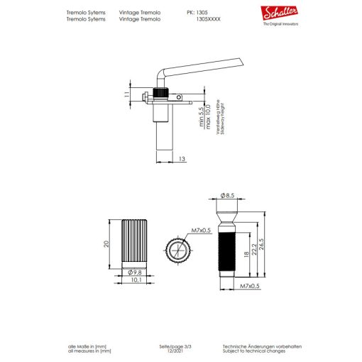 Schaller Tremolo Vintage stilusú