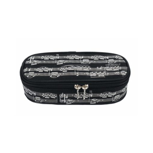 Fekete, fehér kotta mintás tolltartó