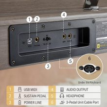 Donner félsúlyozott álló digitális zongora, szürkésbarna