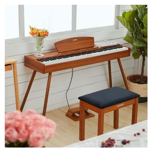 Donner zongoraszék tárolóval, fa