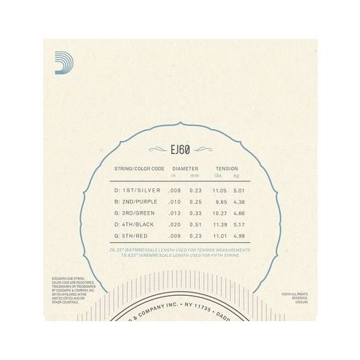 D'Addario EJ60 banjó húr