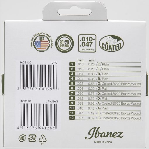 Ibanez IACS12C 12 húros akusztikus gitárhúr készlet 10-47