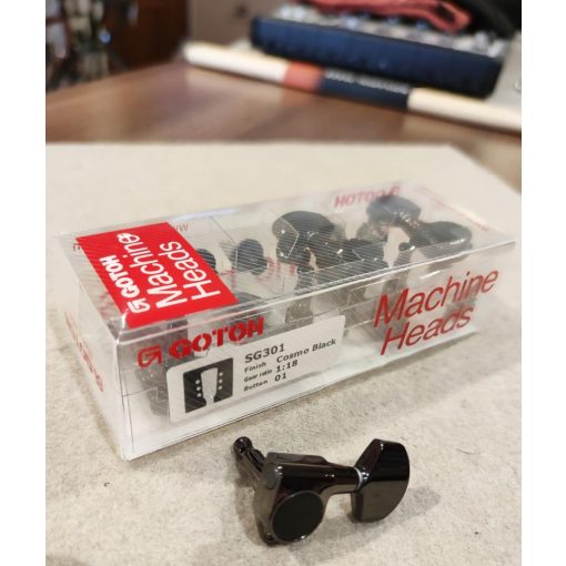 Gotoh SG301 cosmo fekete 3L + 3R gitár hangolókulcs készlet 01 nagy fejjel