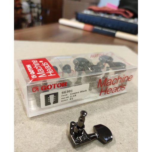 Gotoh SG301 cosmo fekete 3L + 3R gitár hangolókulcs készlet 01 nagy fejjel